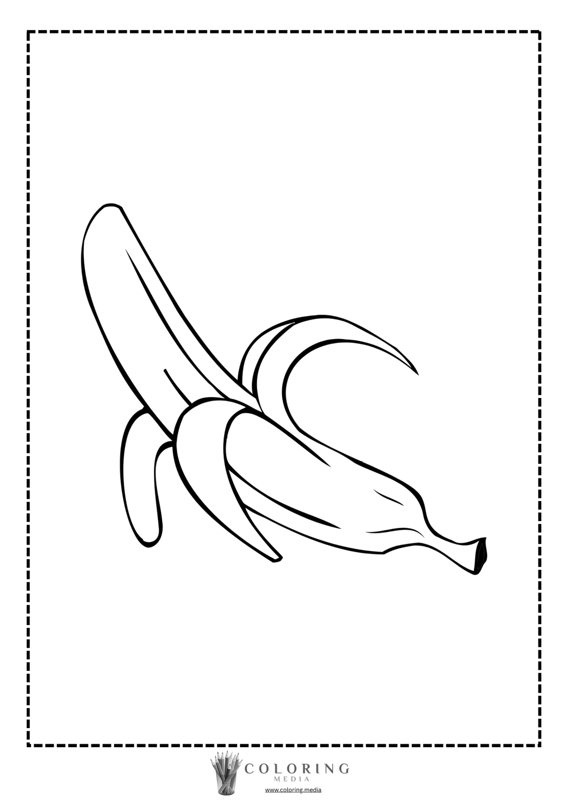 A black and white outline of a banana for coloring.