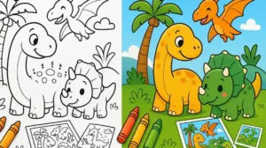 Dinosaurs Dot To Dot Coloring Pages featured image