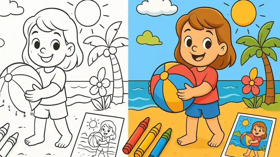 Dot To Dot Summer Coloring Pages featured image