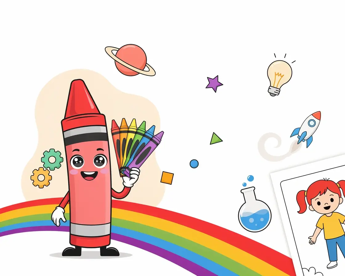 Children celebrating with colorful art supplies.