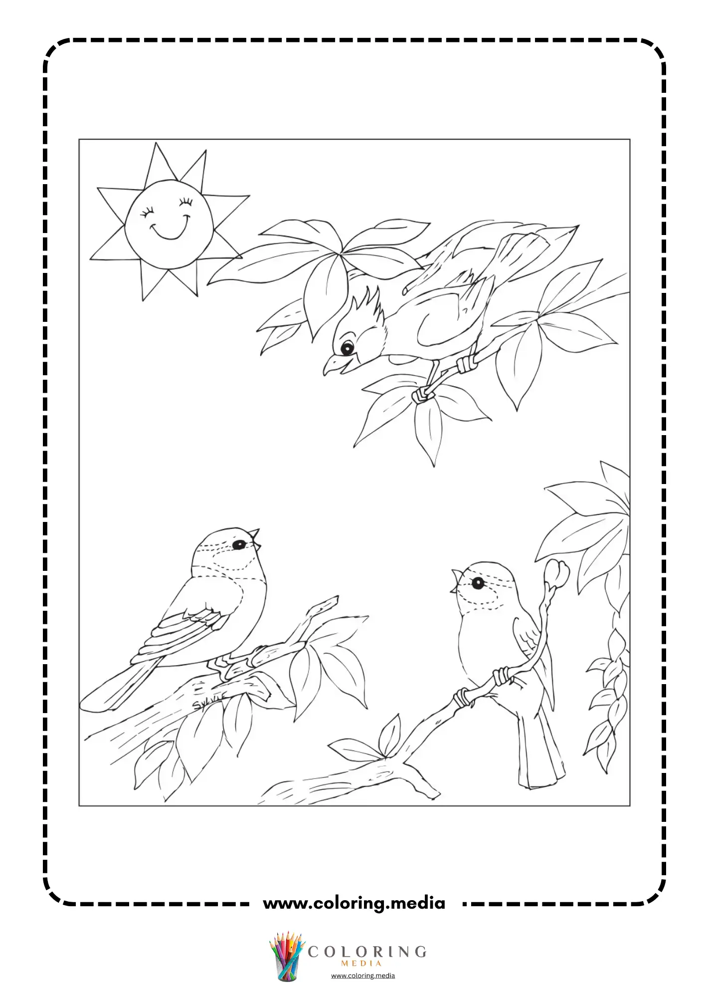 Bird sitting on a flower branch