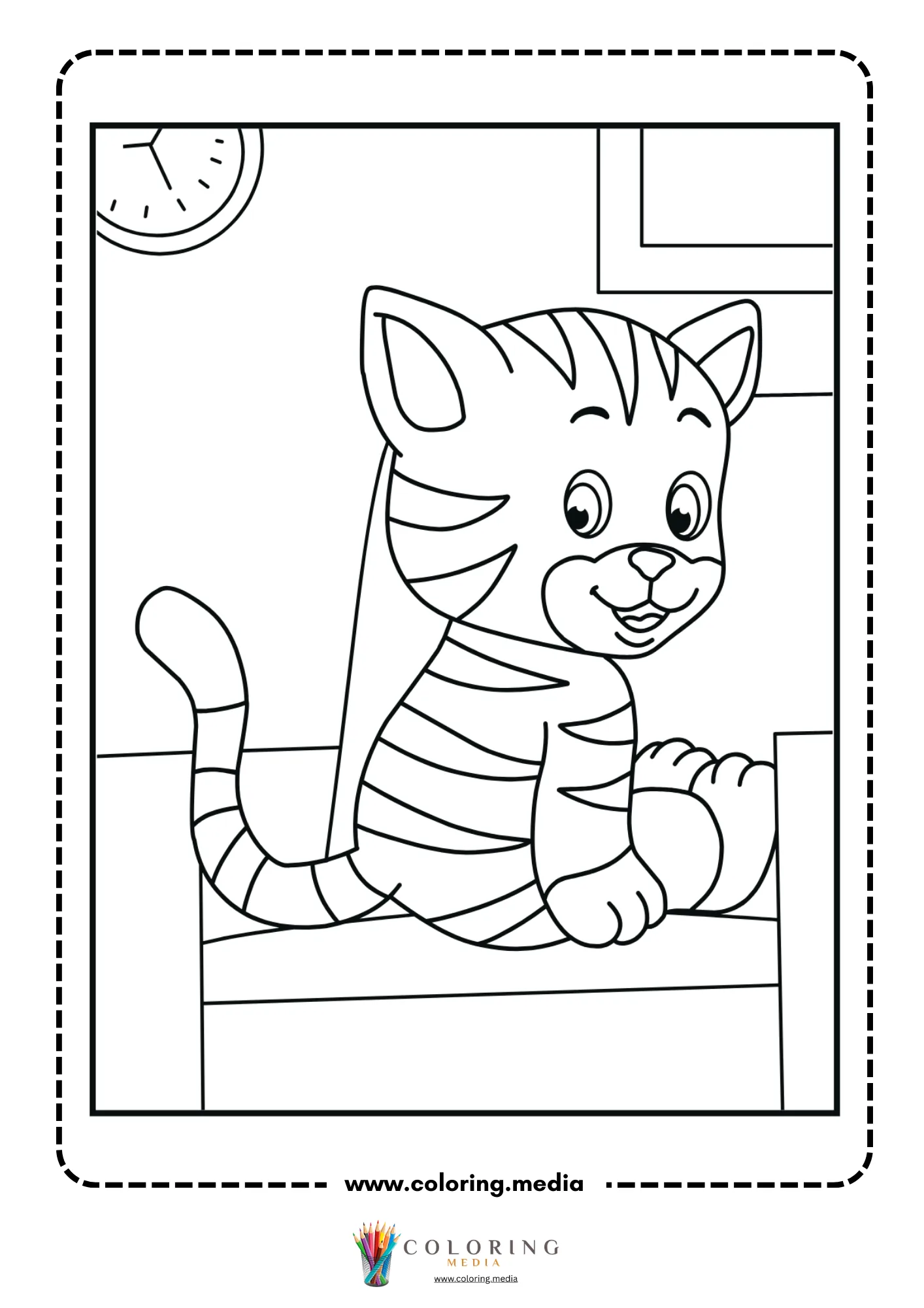 Cats resting on a staircase landing