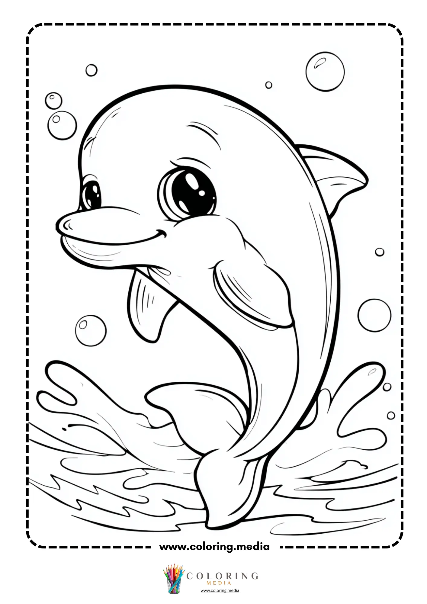 Dolphin swimming alongside small fish