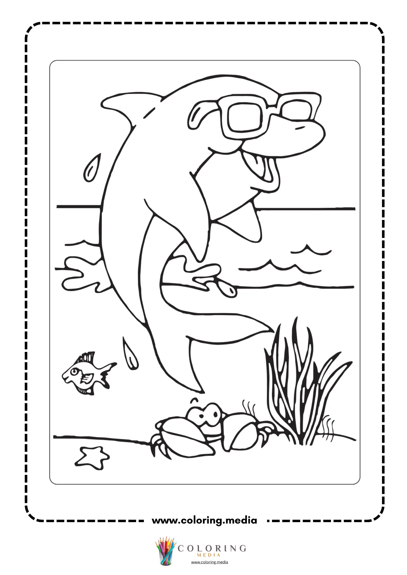 Mermaid with two friendly dolphins