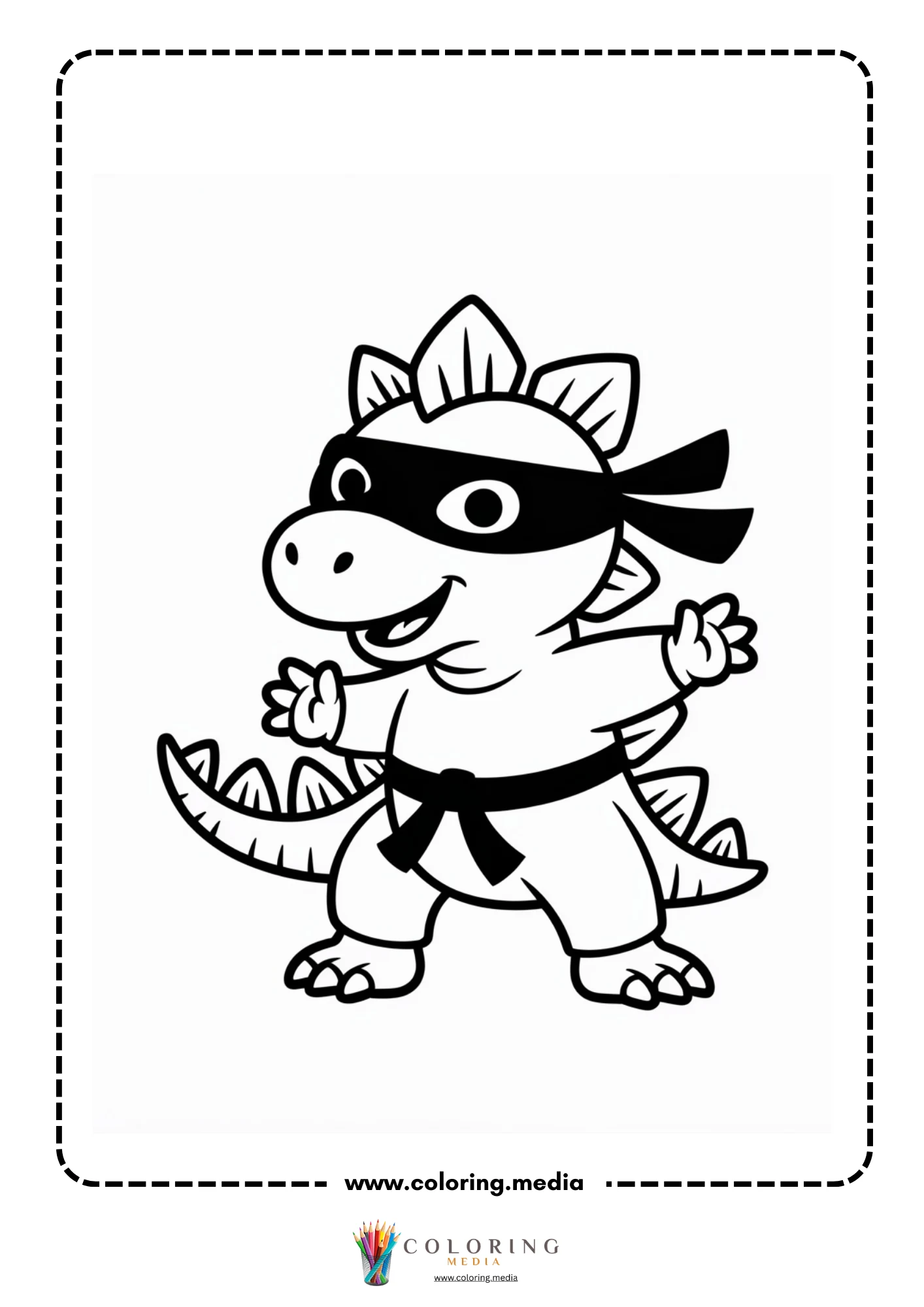 Friendly stegosaurus with a big smile