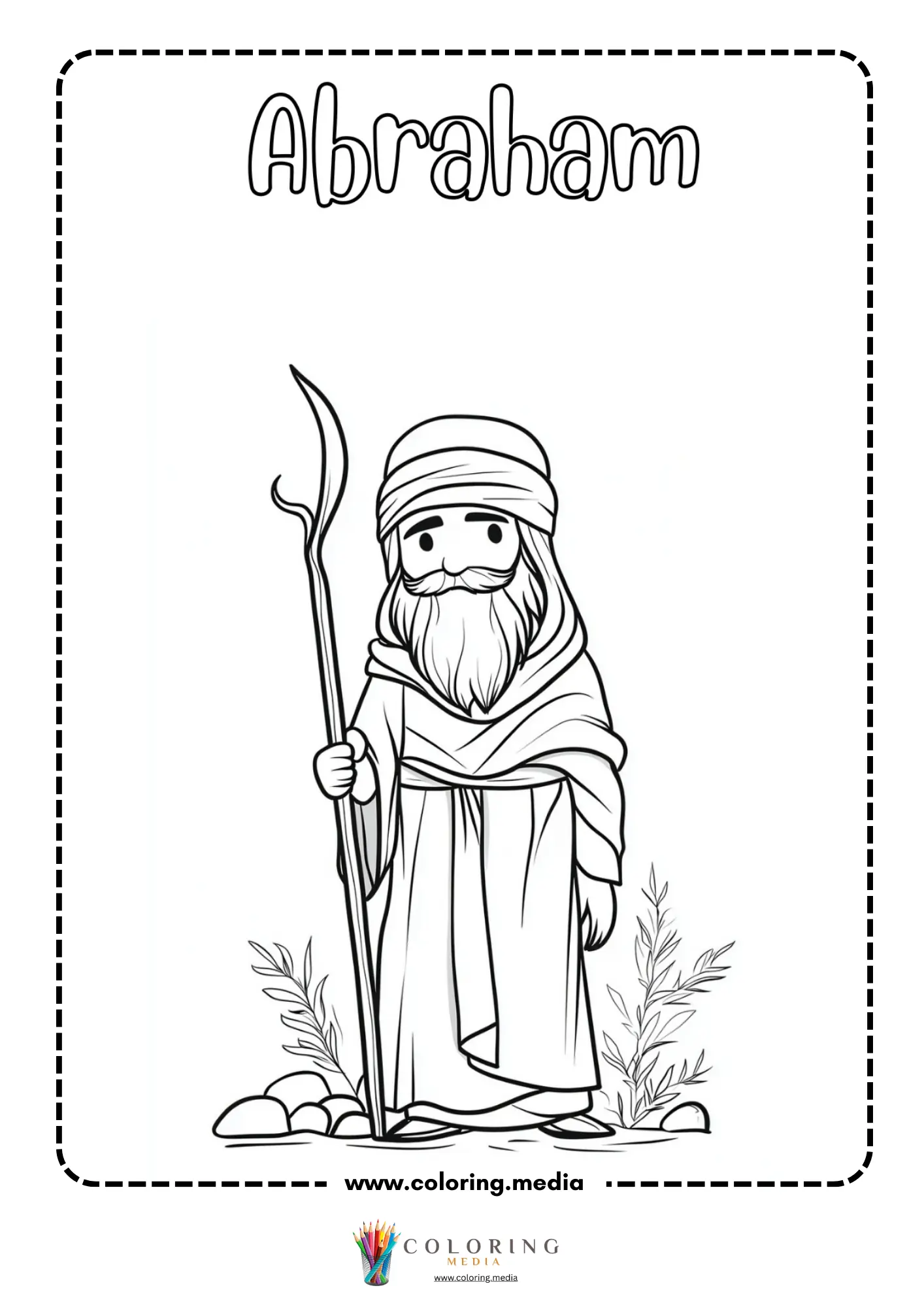 Abraham bearded elder in robes with walking staff