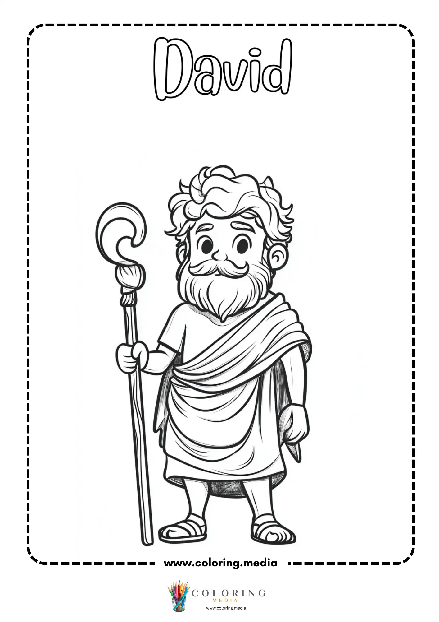 David bearded man in robes with shepherd crook