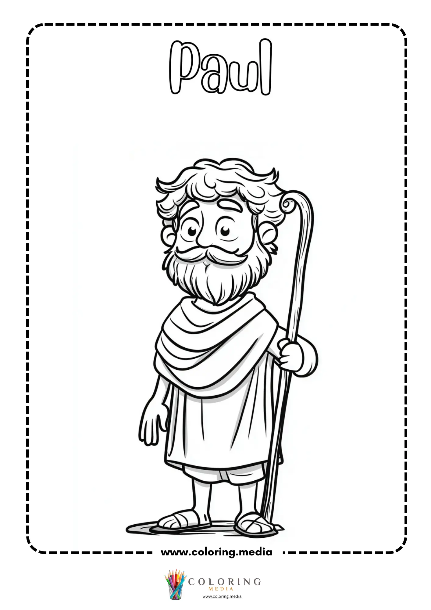 Paul bearded man in toga with curved staff