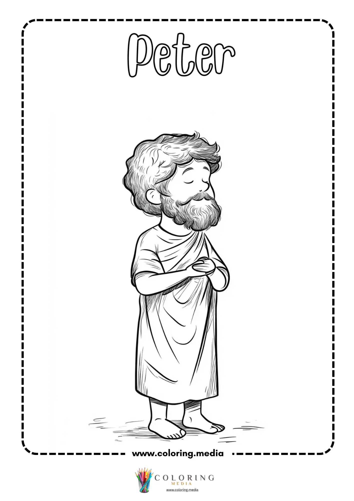 Peter bearded man in robe eyes closed praying