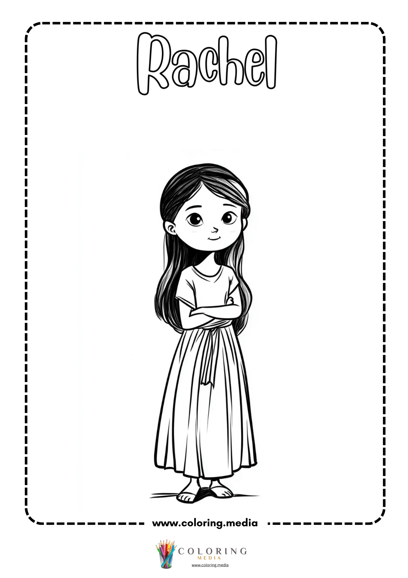 Rachel girl with long dark hair arms crossed