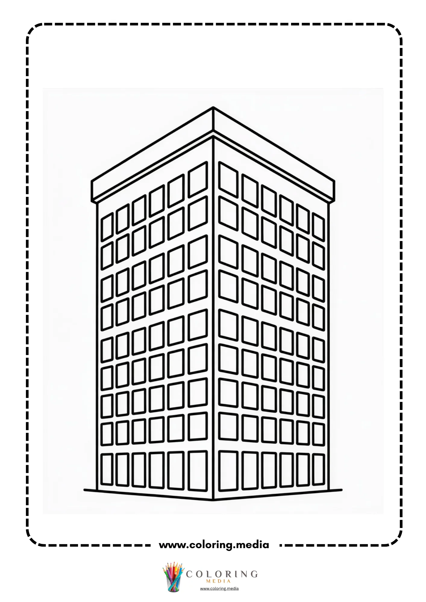 Skyscrapers coloring page with simple urban skyline