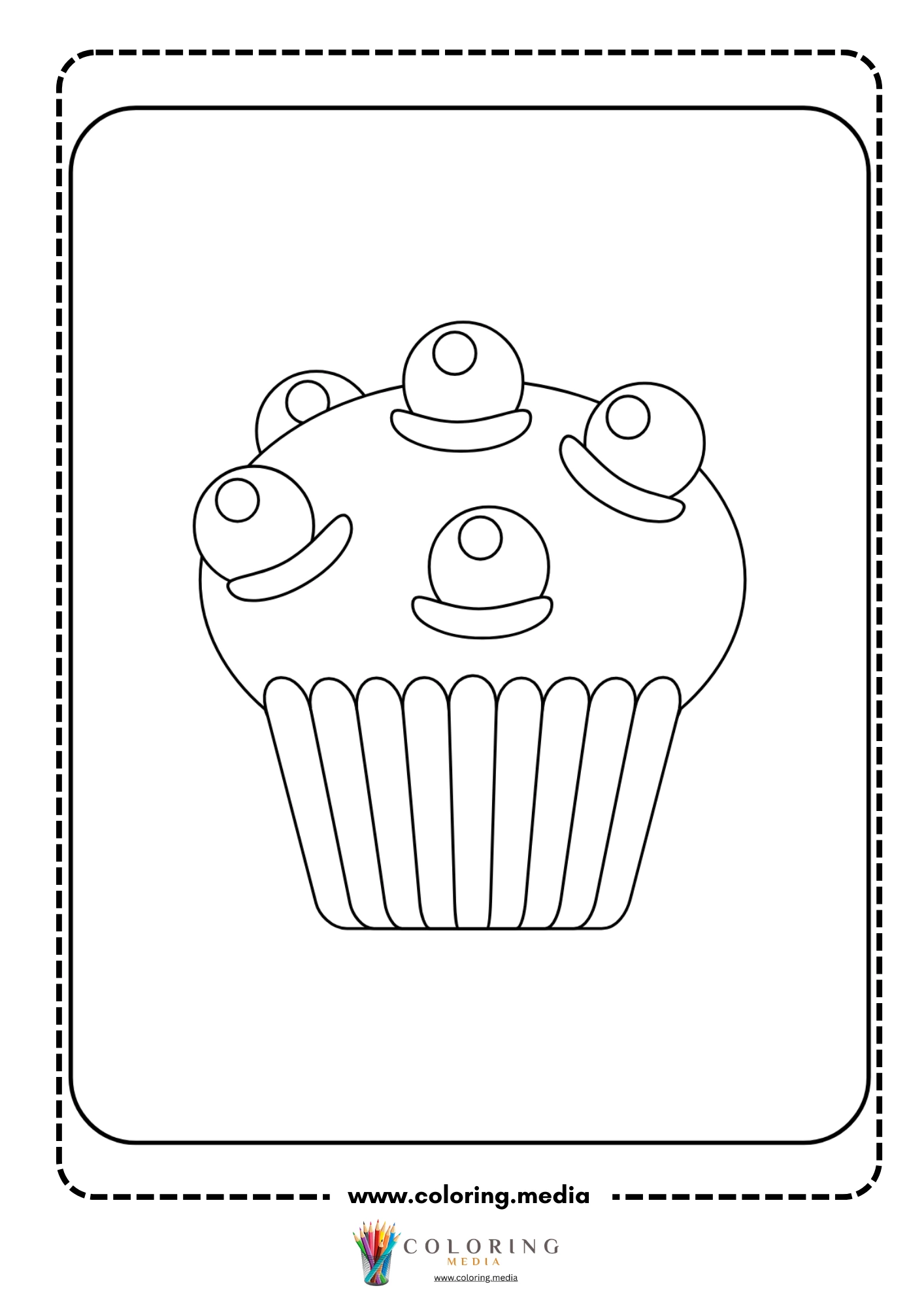 Cupcake with round candy toppings