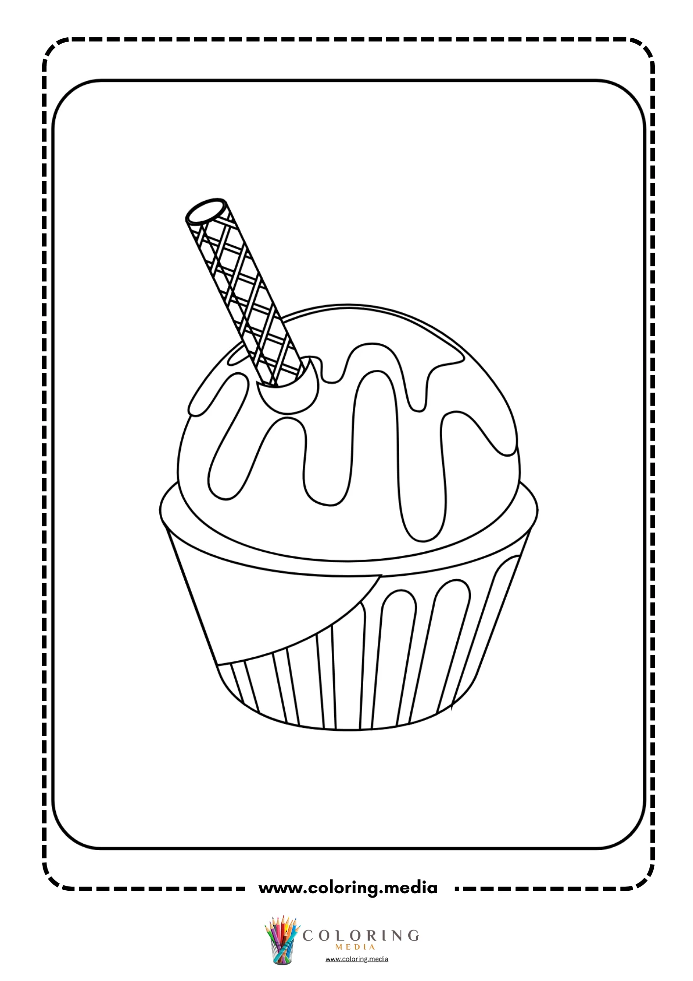 Cupcake with wafer stick and icing