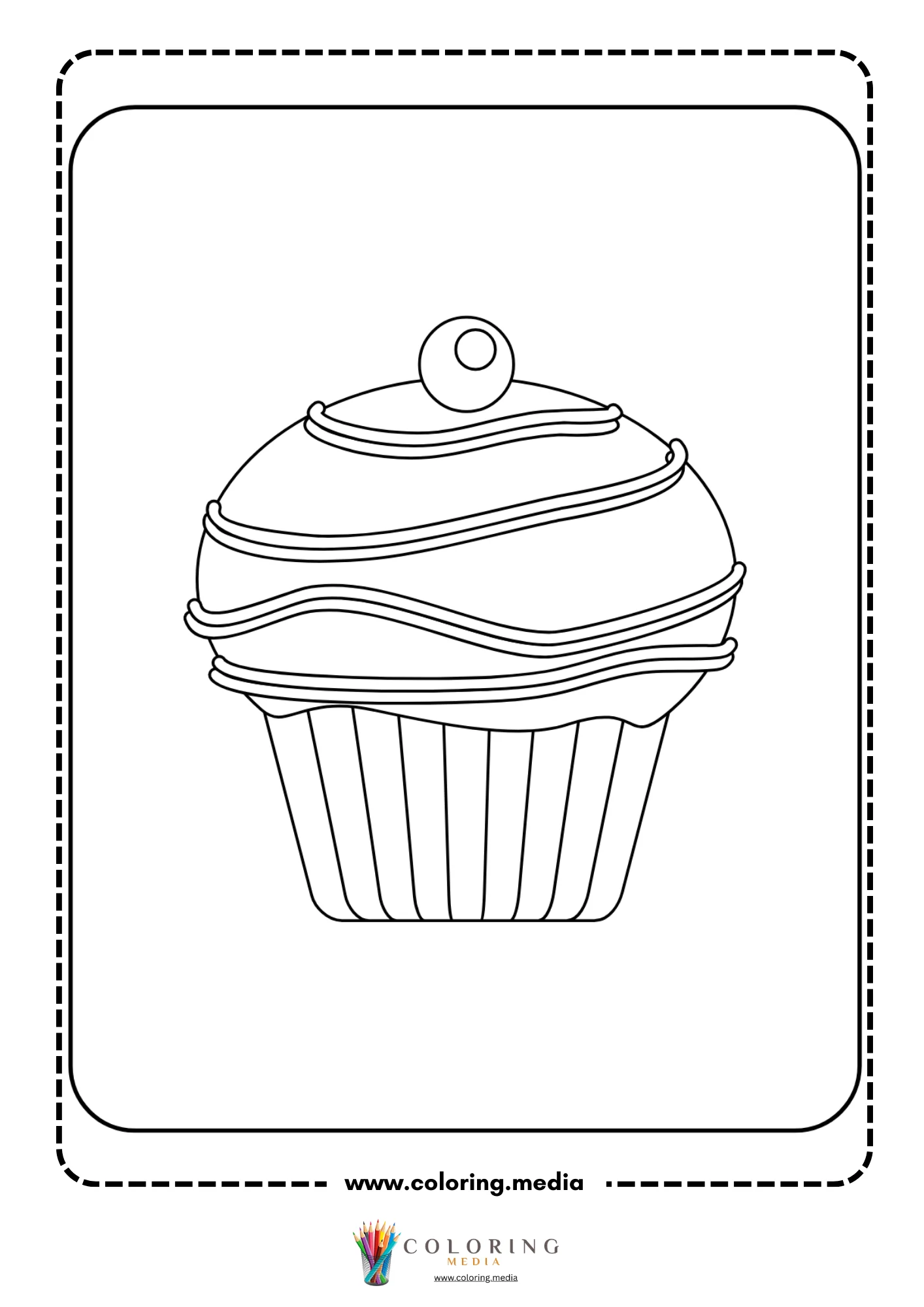 Cupcake with wavy icing and cherry