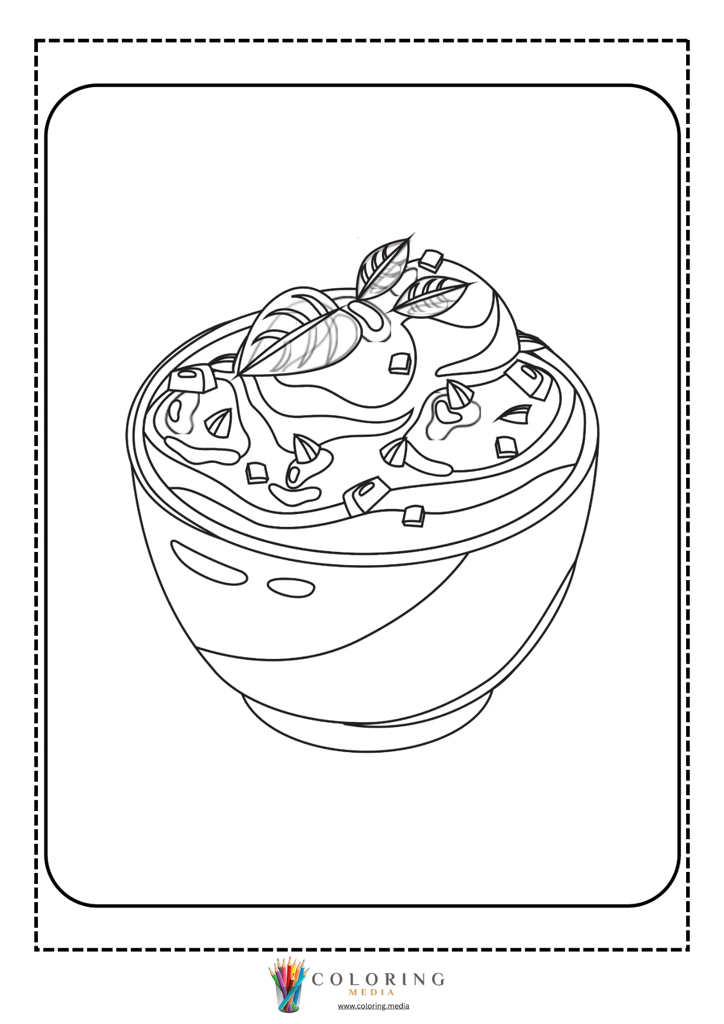Dessert bowl with leafy garnish