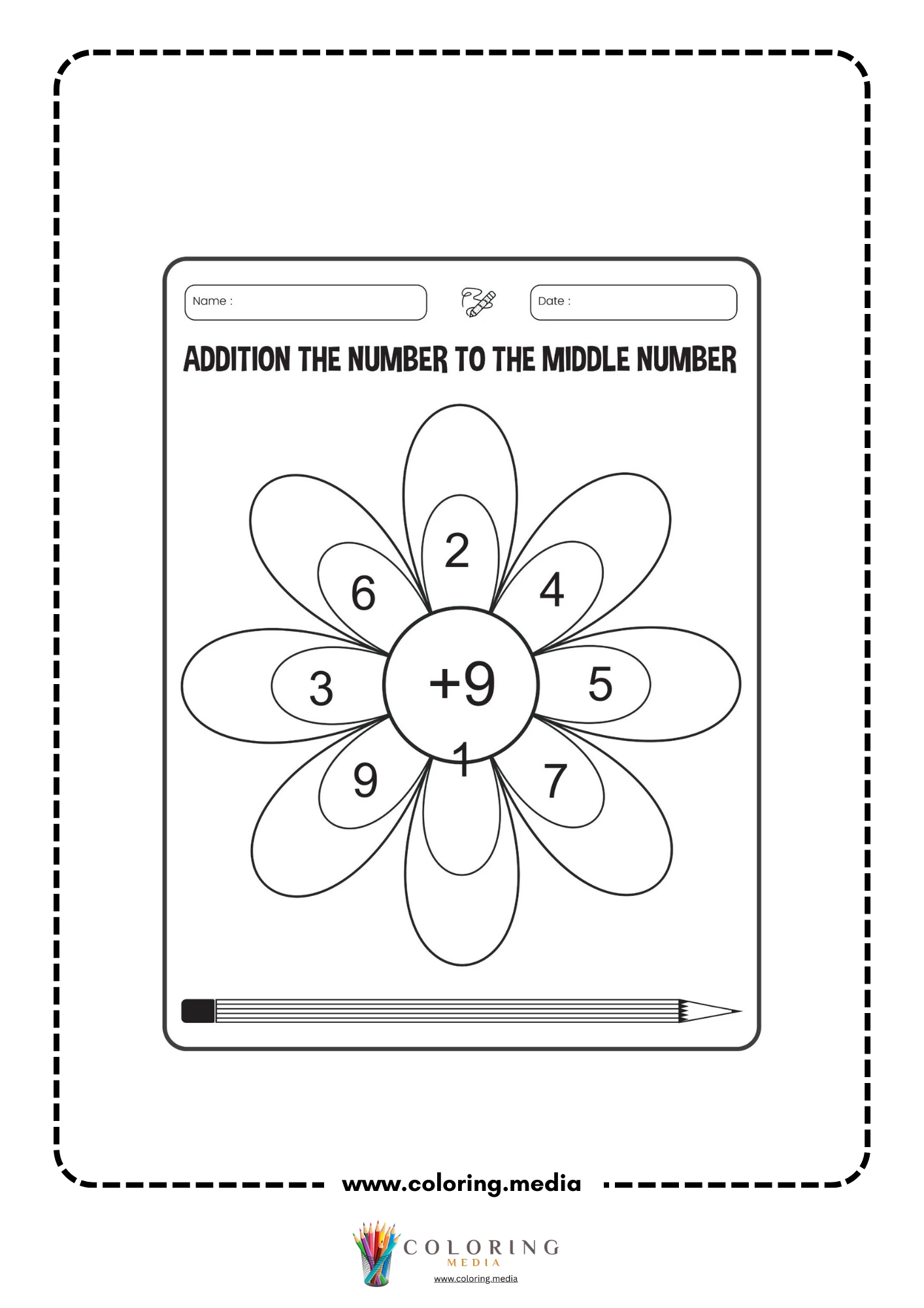 Addition flower worksheet page 17 with plus 8