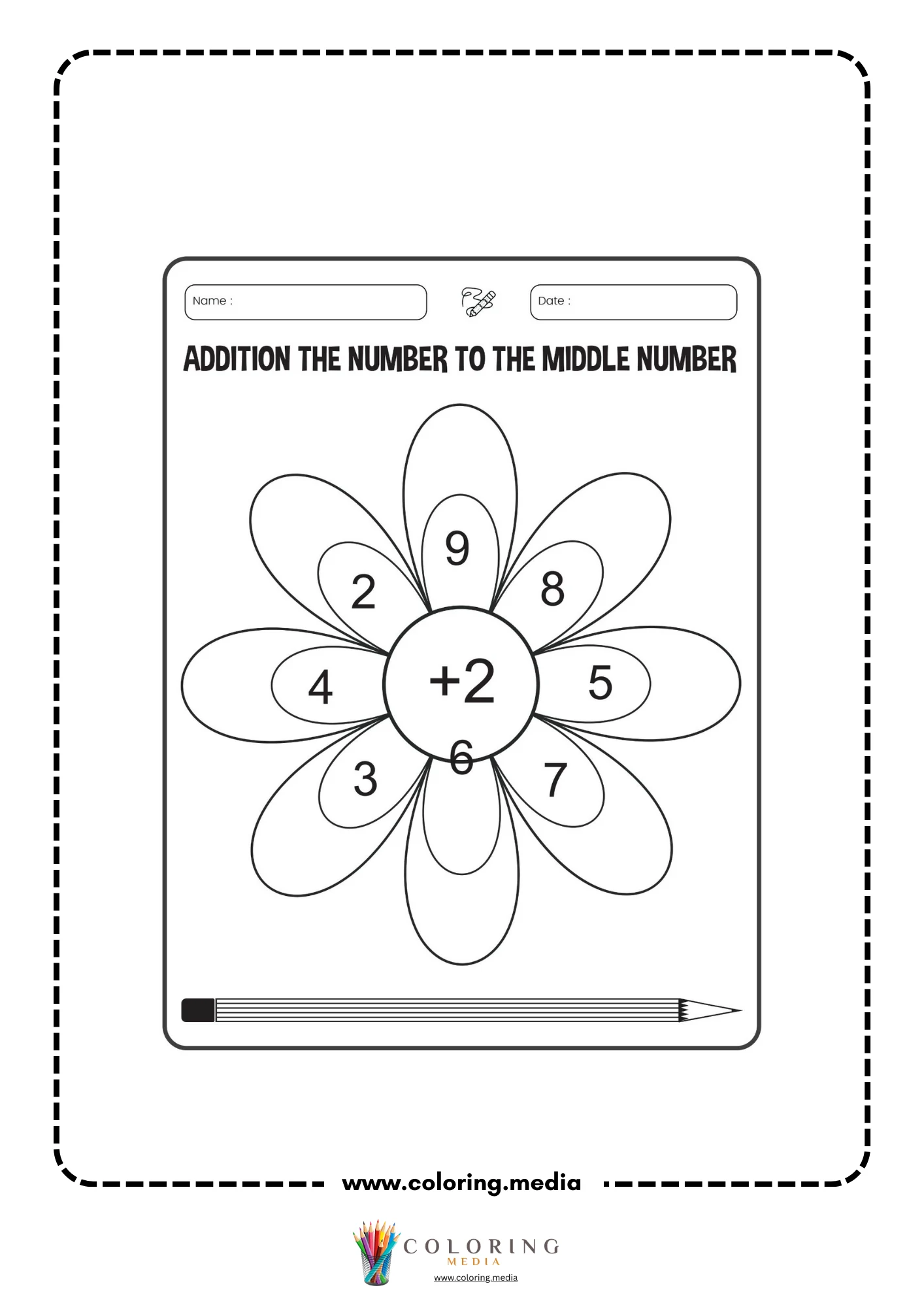 Addition flower worksheet page 29 with plus 2
