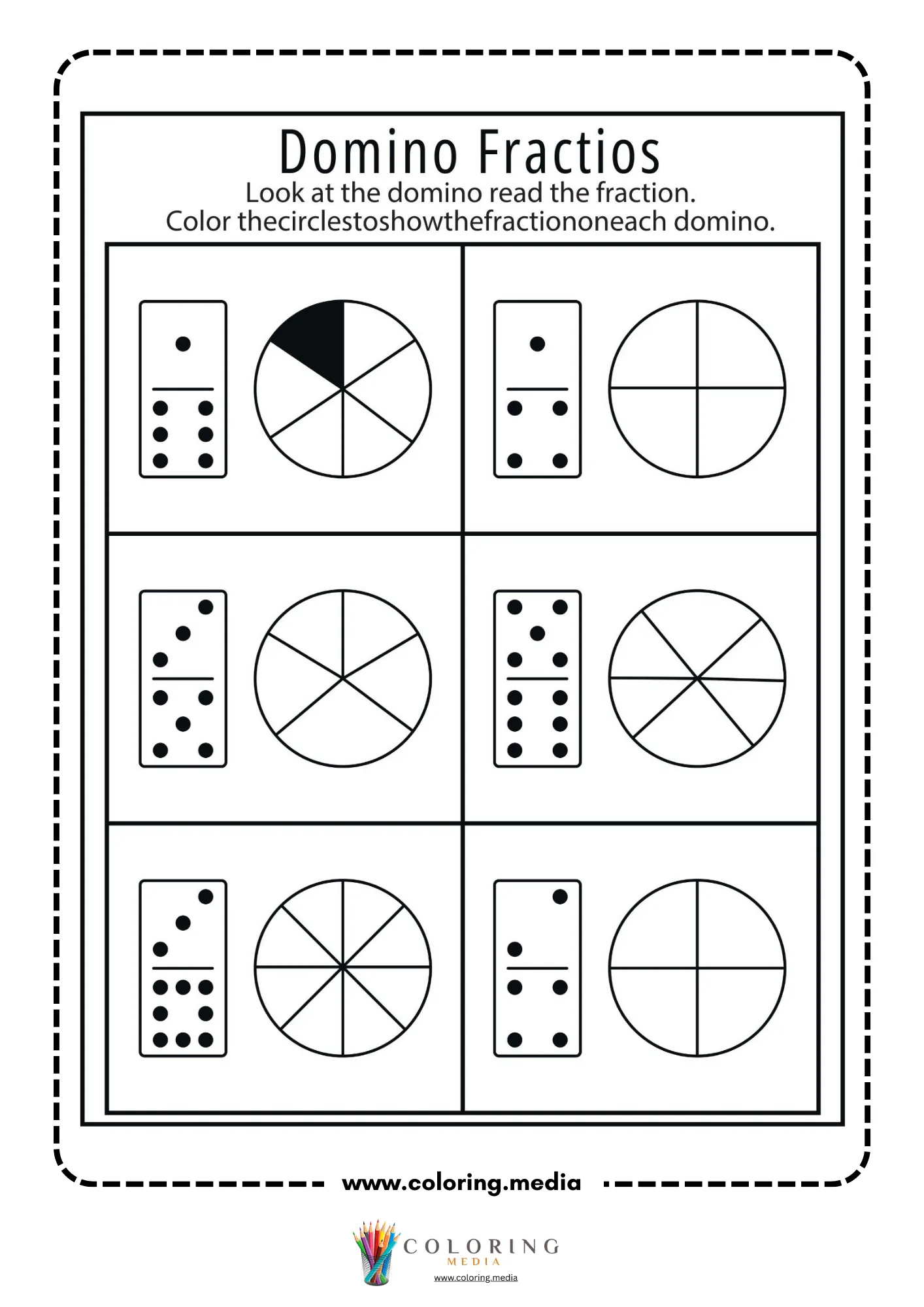 Base ten fractions worksheet for eight, seven, six, nine, and ten base-ten rods