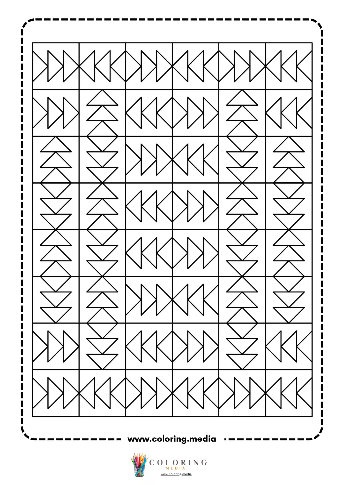 Geometric pattern coloring page with repeating line art page 25