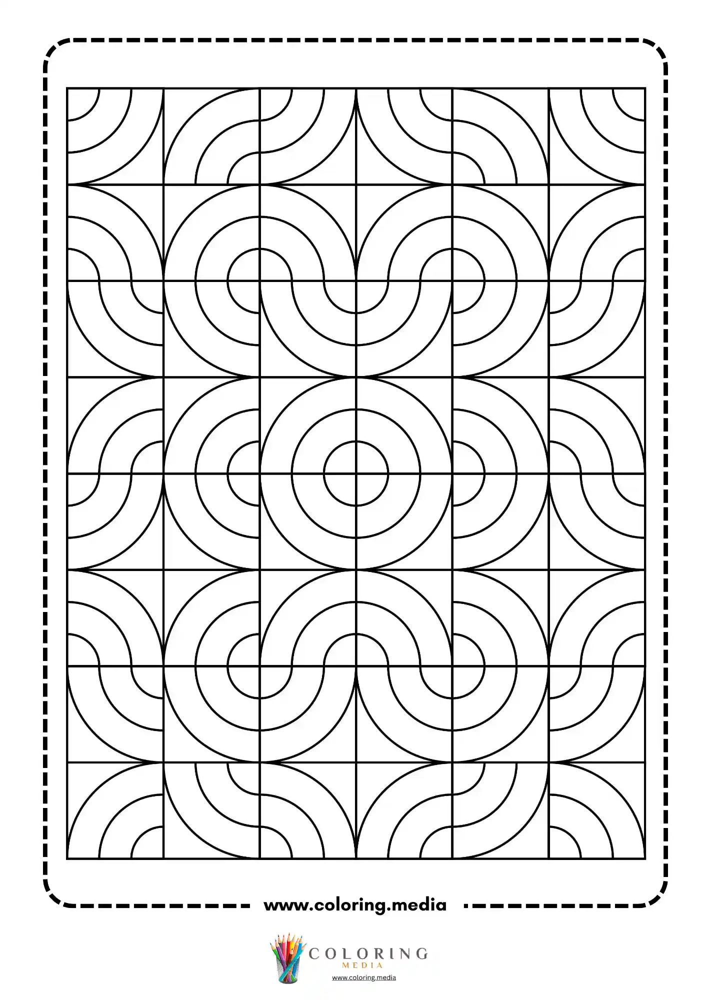 Geometric pattern coloring page with repeating line art page 26