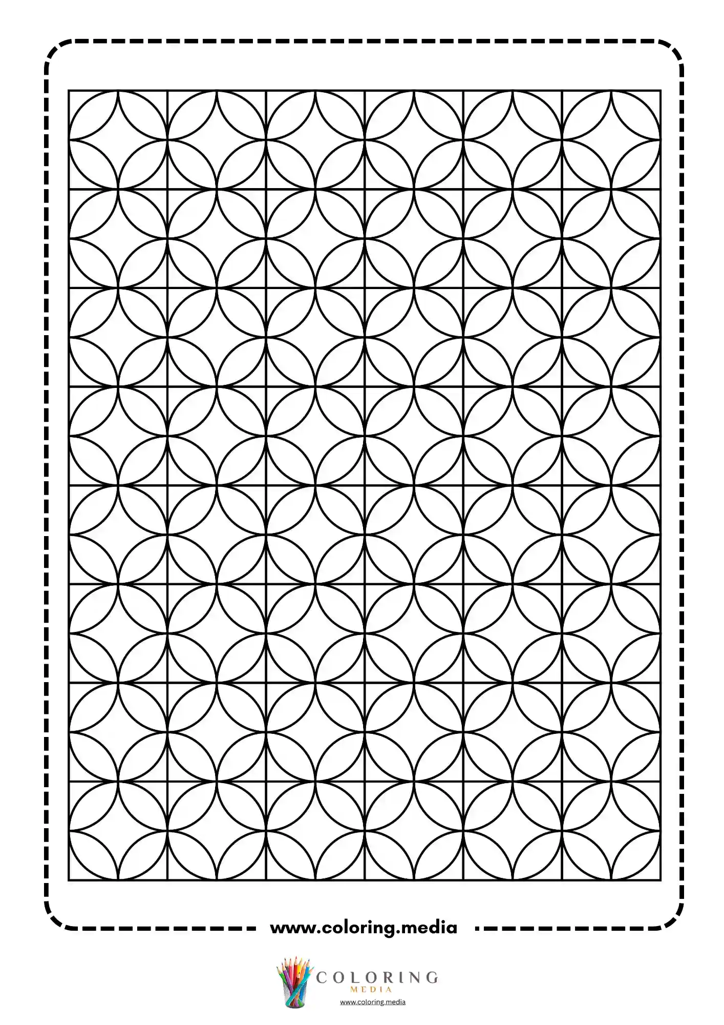 Geometric pattern coloring page with repeating line art page 39