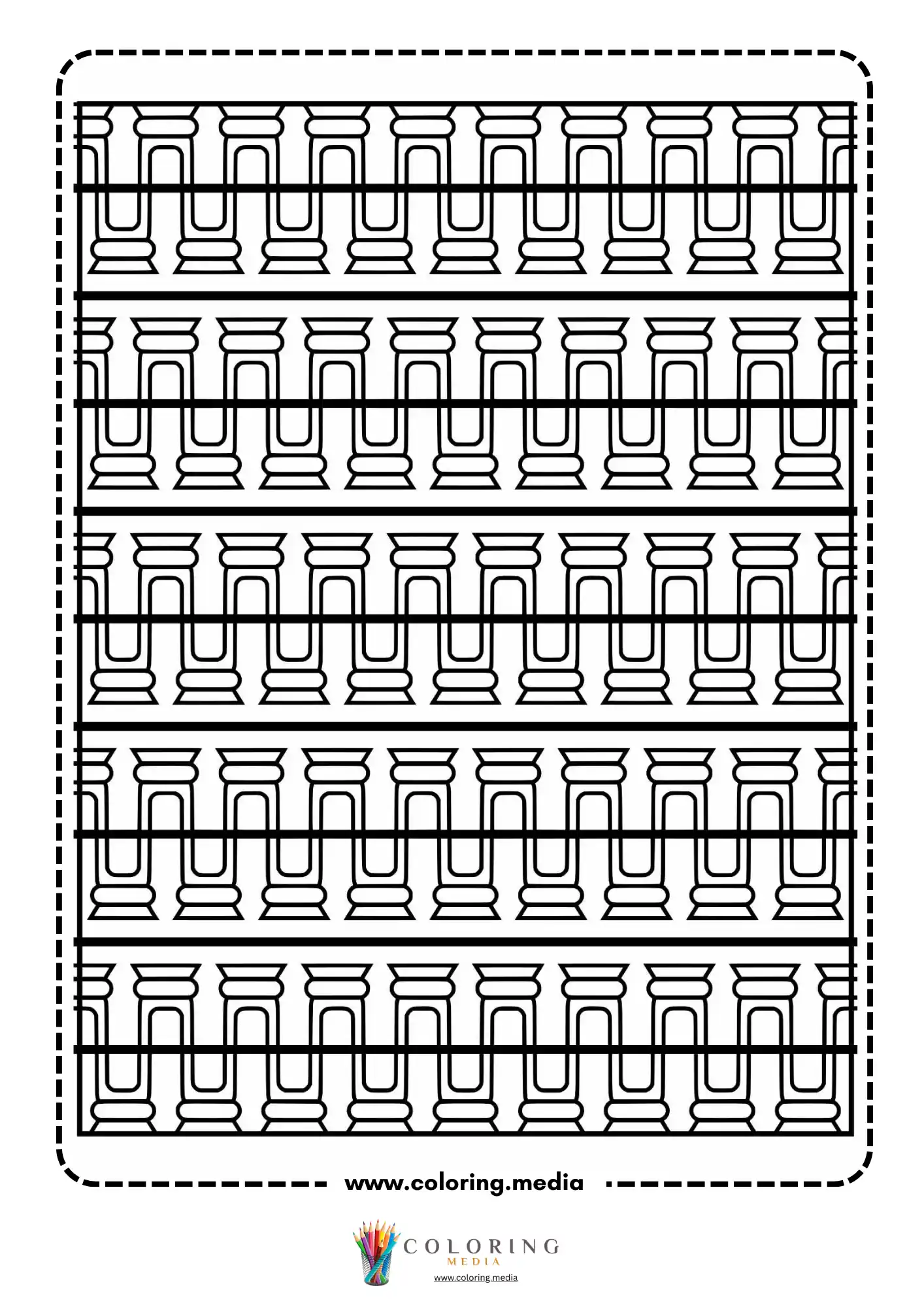 Simple pattern coloring page with neat geometric line grid