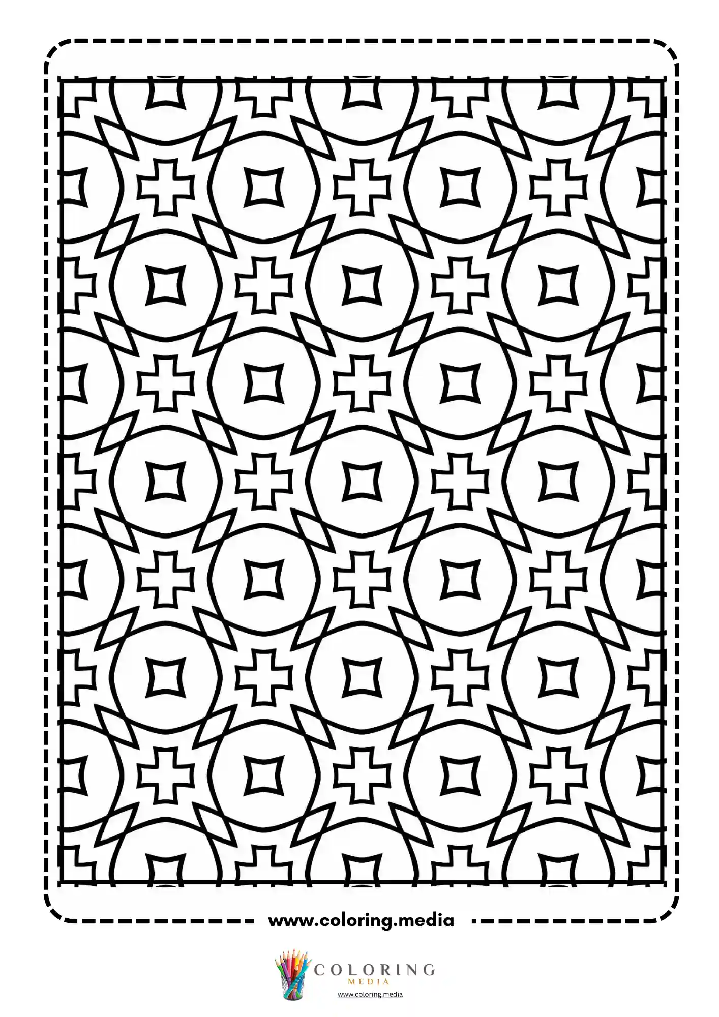 Simple pattern coloring page with symmetrical abstract geometric design