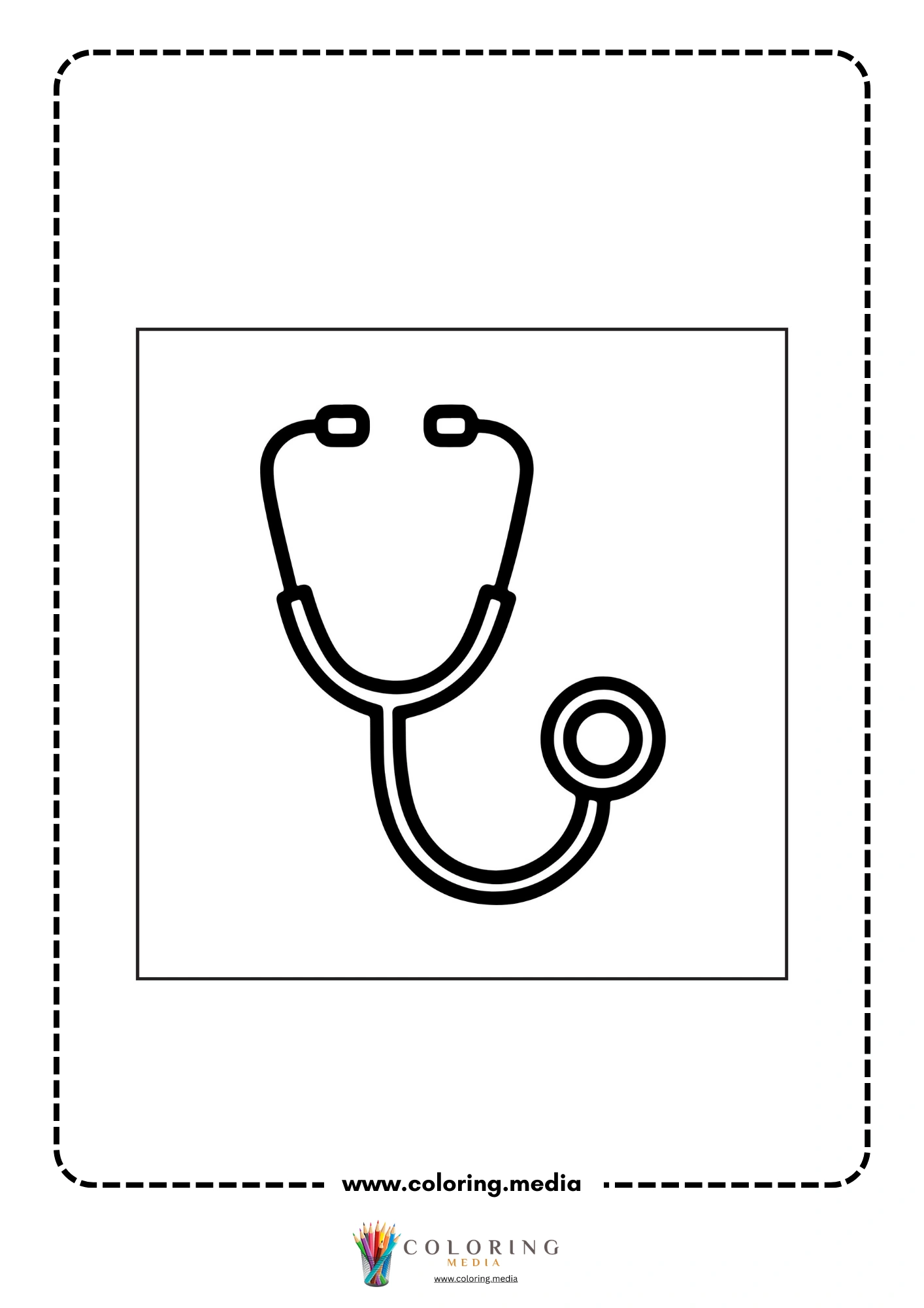 Medical coloring page with medicine bottle and pills