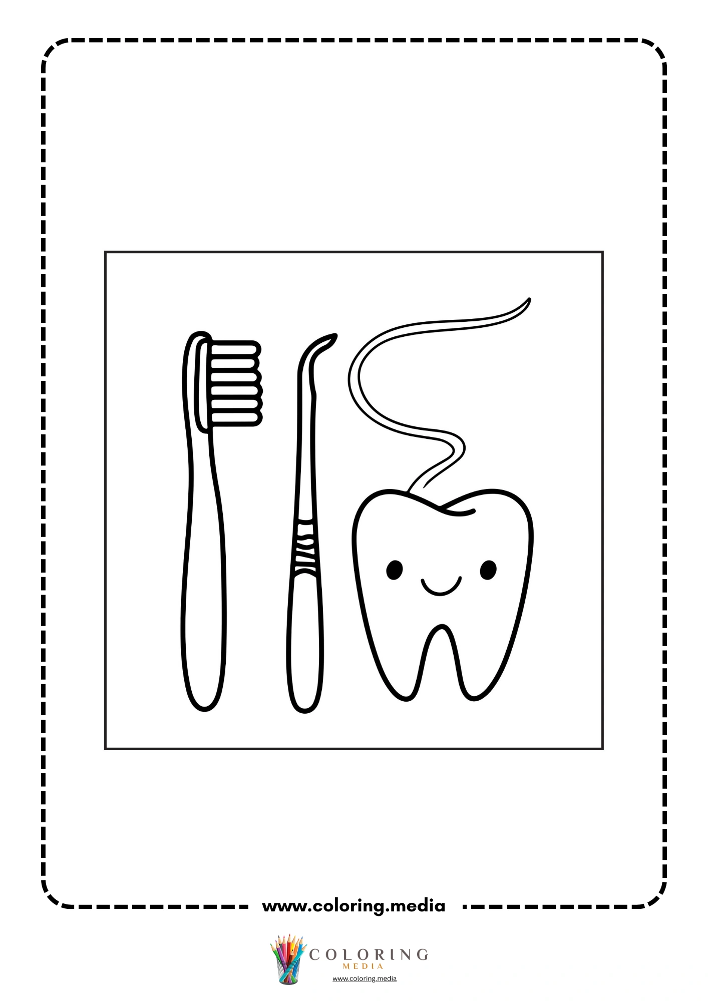 Medical coloring page with syringe and medicine vial
