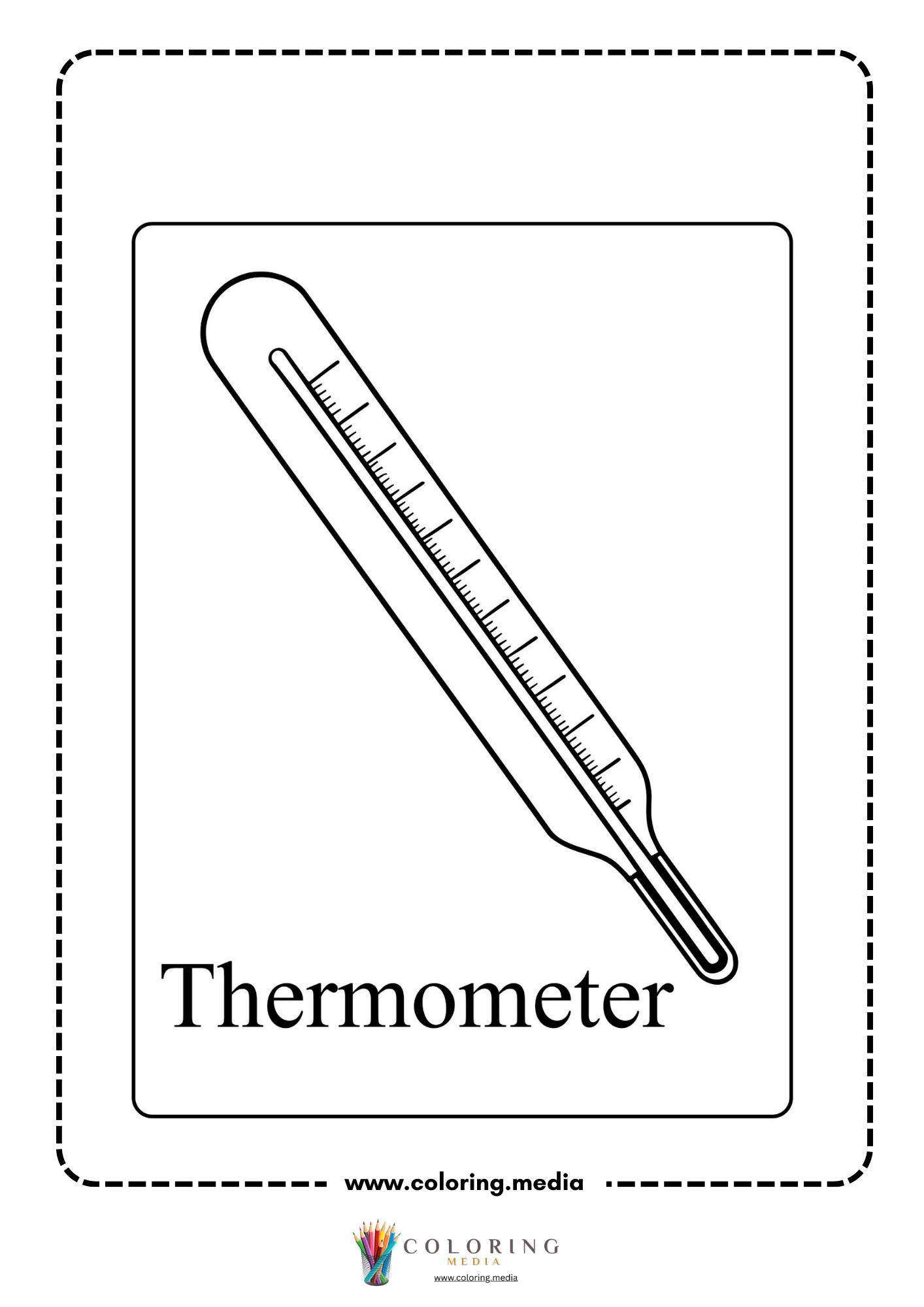 Medical instrument coloring page with medical clipboard