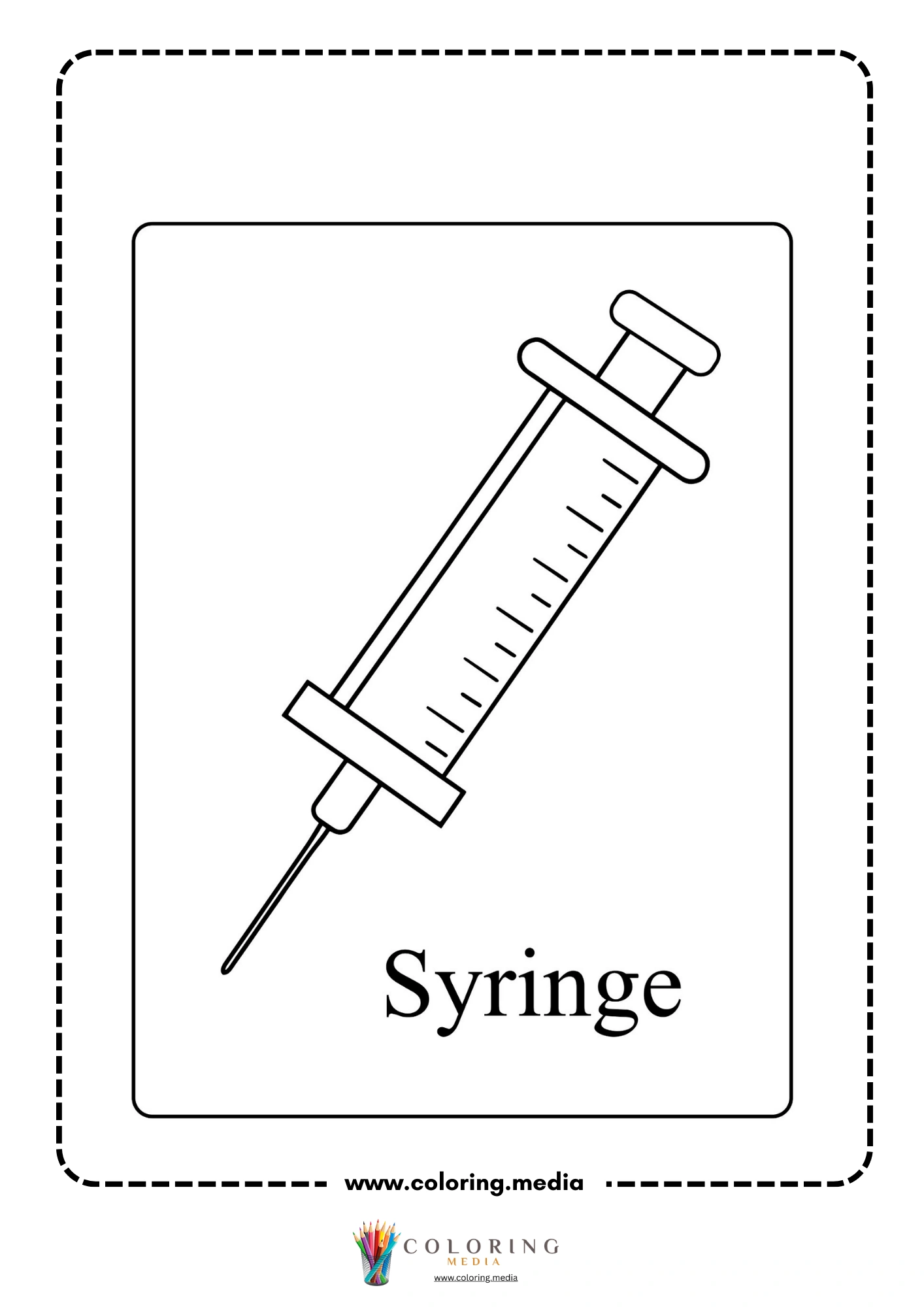 Medical instrument coloring page with bandage roll