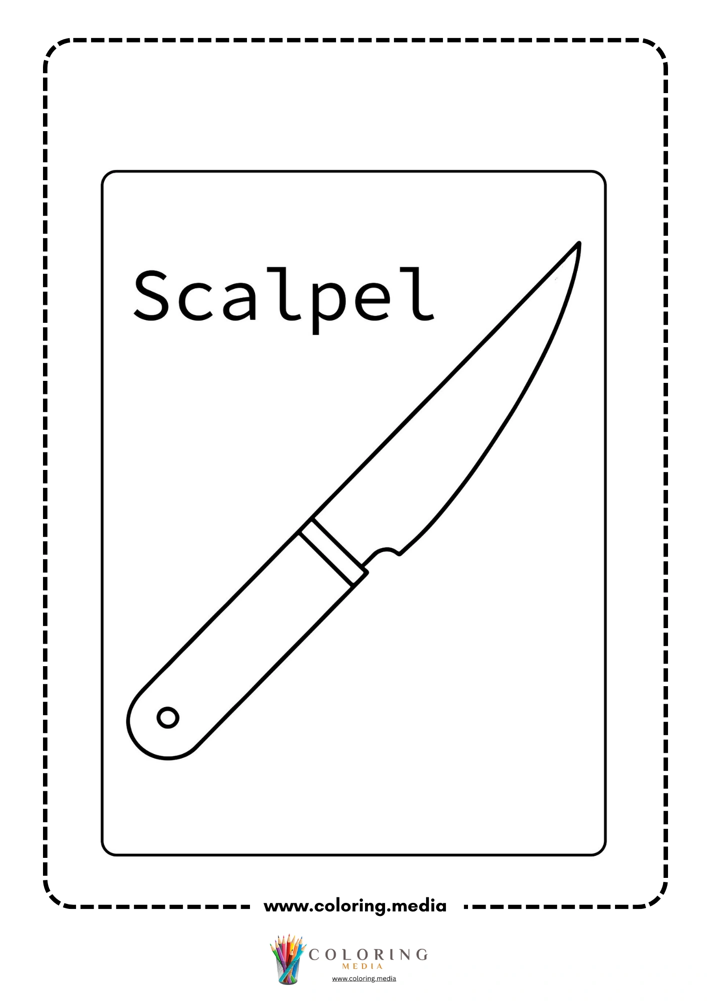 Medical instrument coloring page with protective gloves