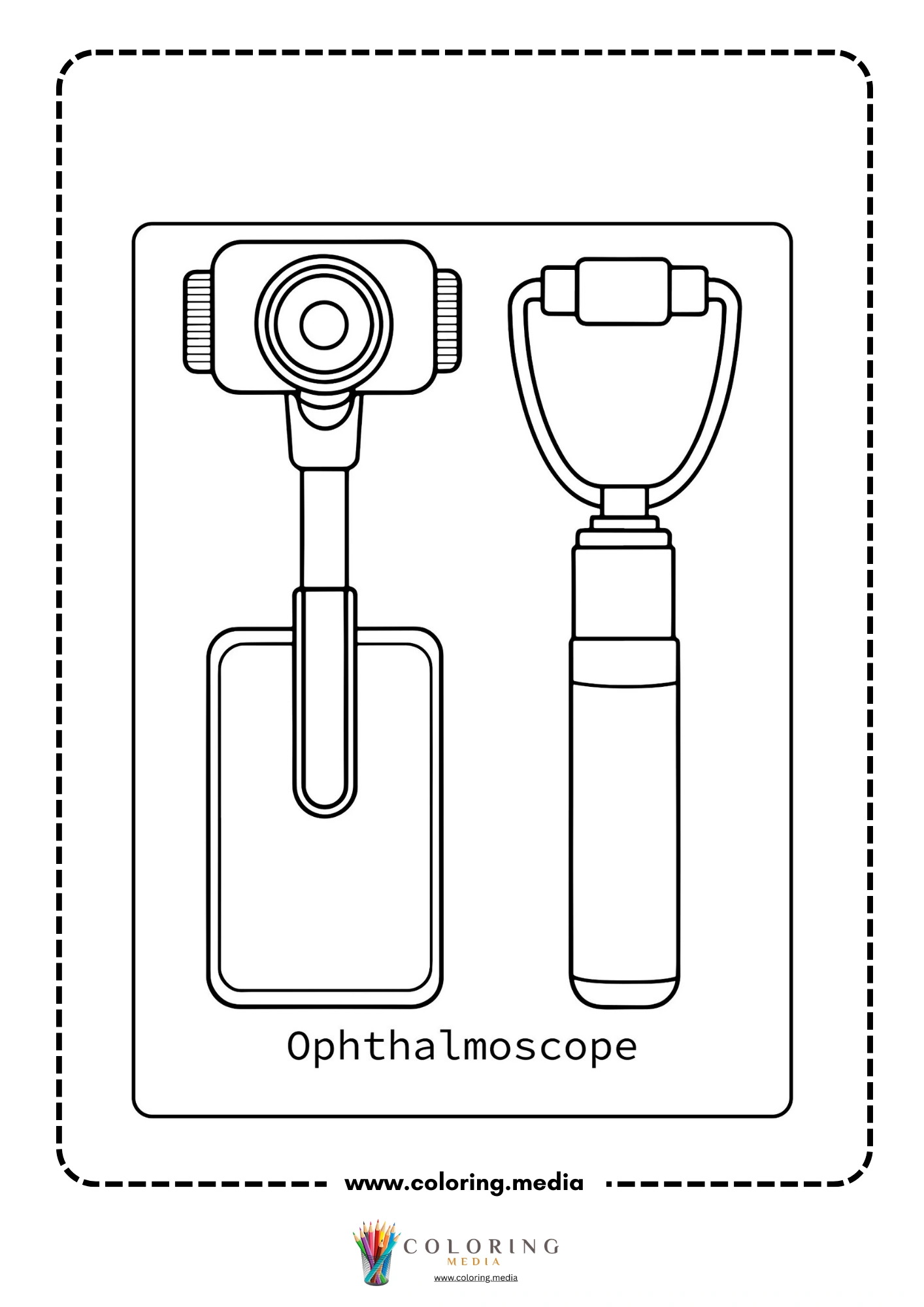 Medical instrument coloring page with test tube