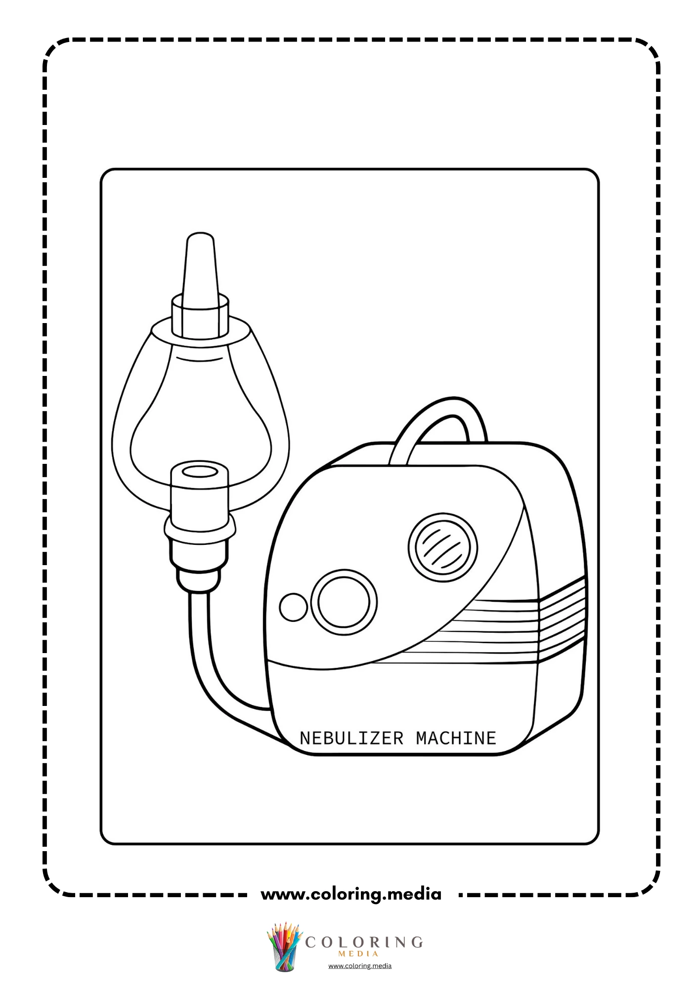 Medical instrument coloring page with dental mirror