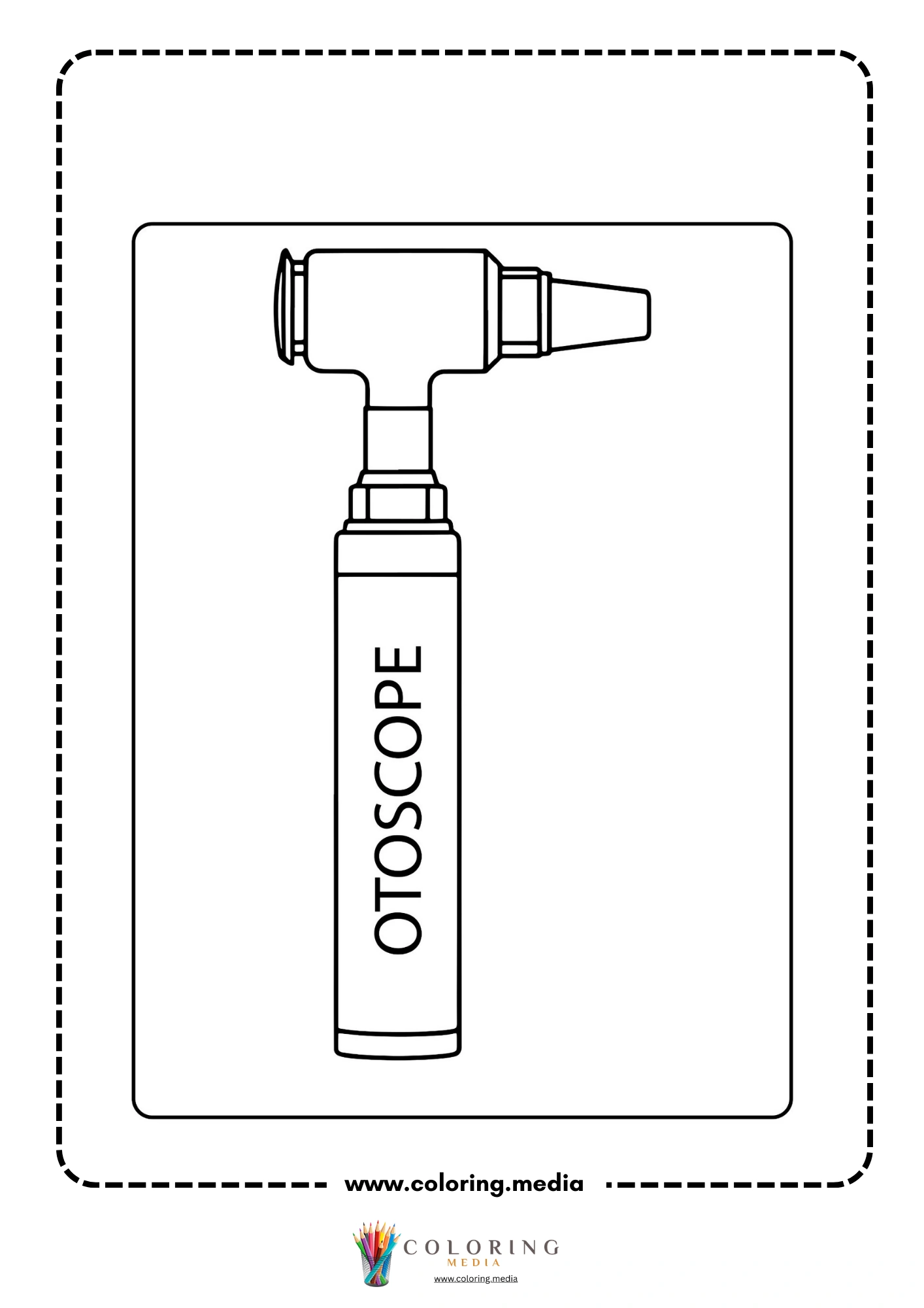 Medical instrument coloring page with simple pill bottle