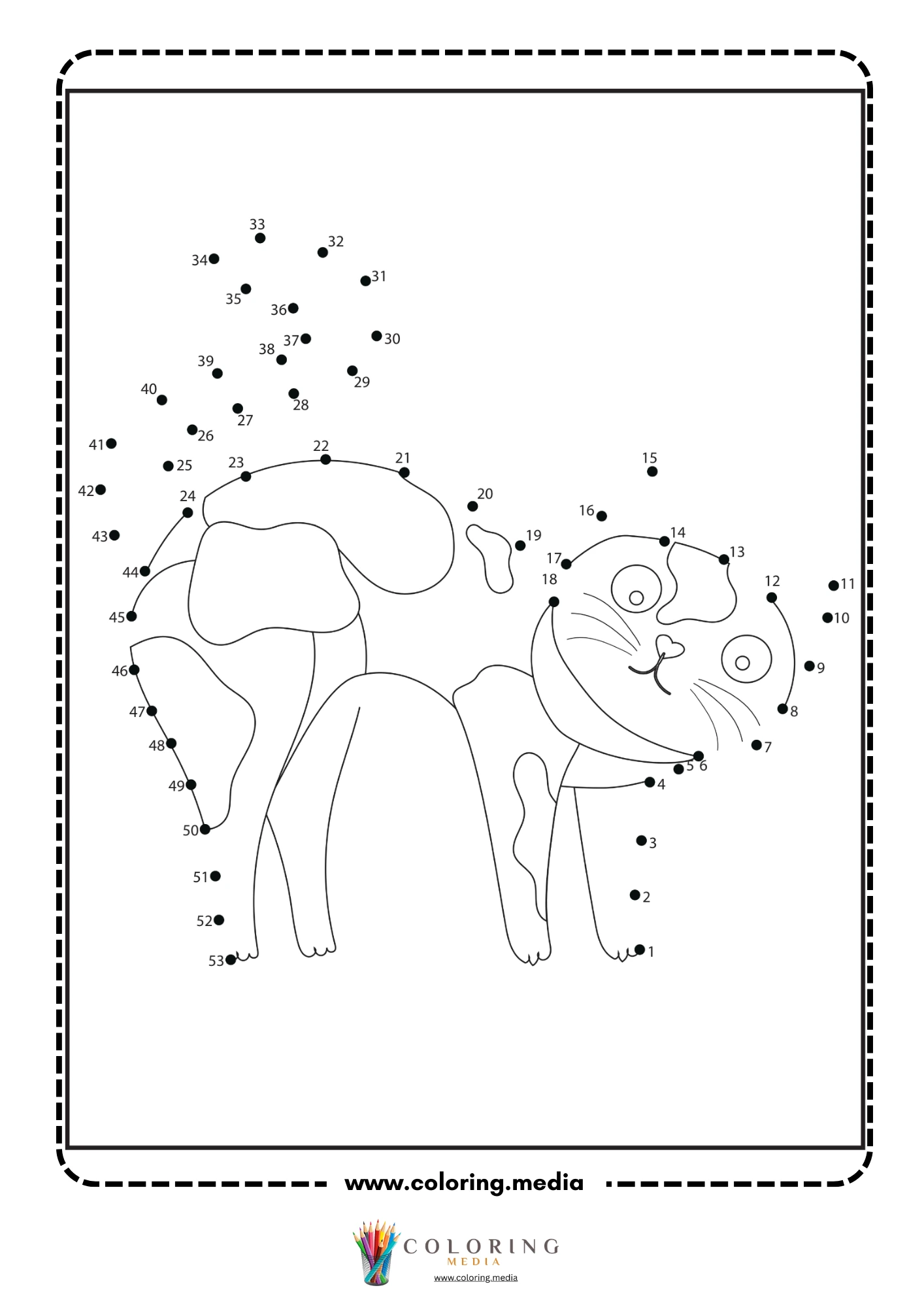 Dot-to-dot cat arched in Halloween spooky pose