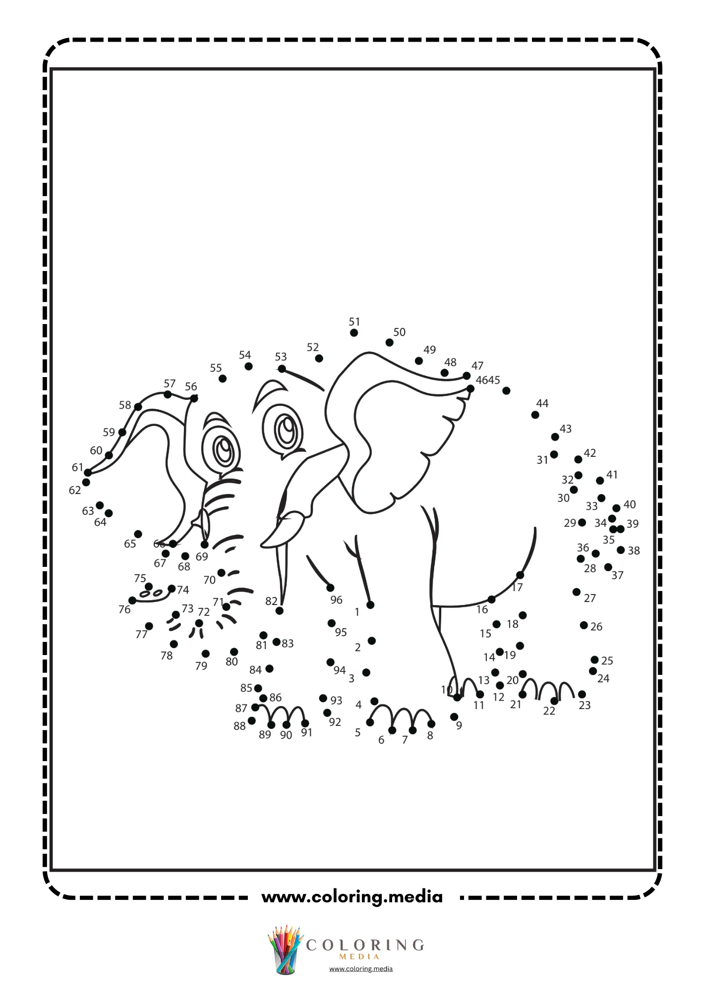 Dot-to-dot two baby elephants facing each other