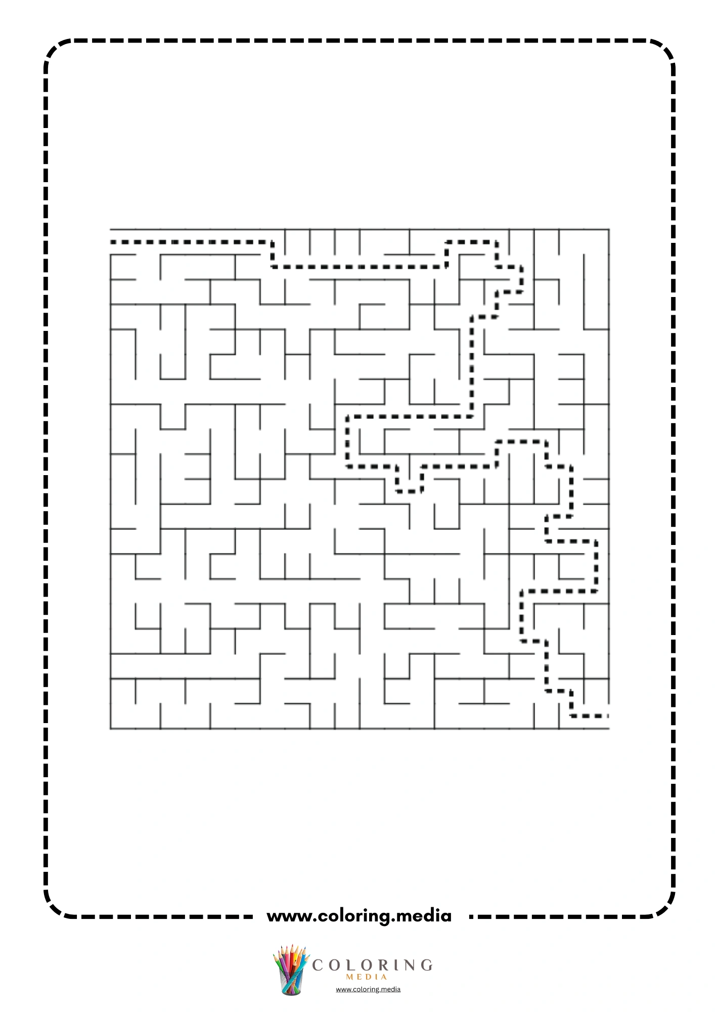 Solved square maze activity page with dashed path page 14