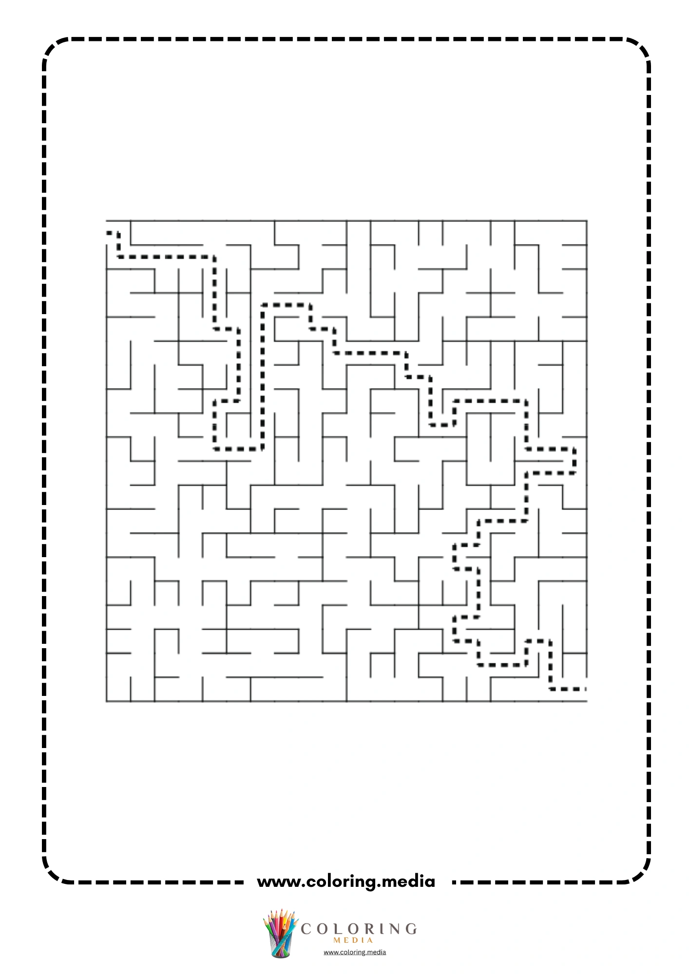 Solved square maze activity page with dashed path page 15