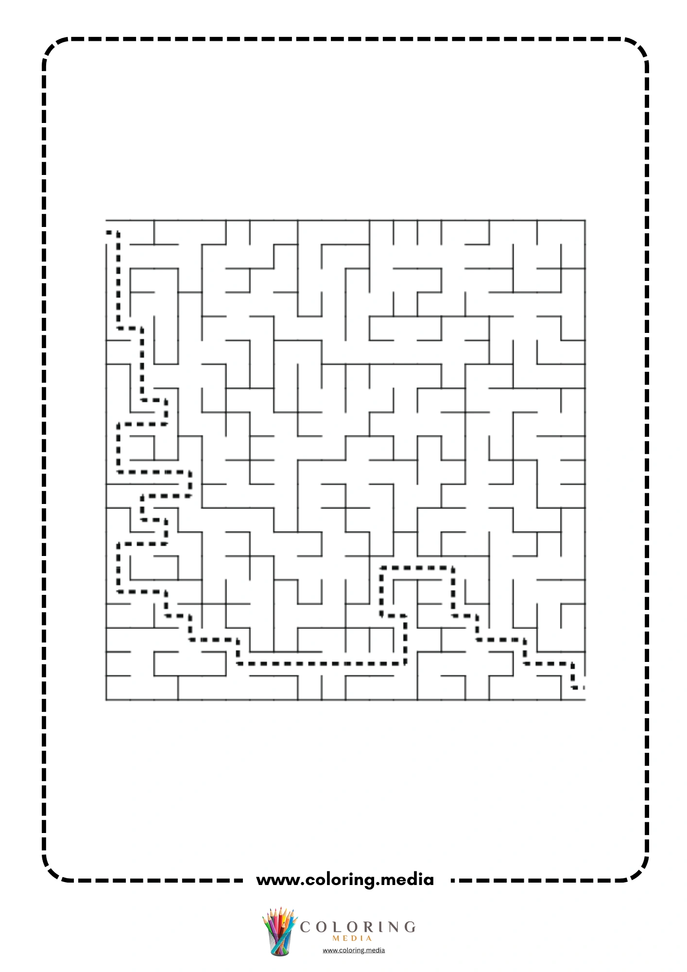 Solved square maze activity page with dashed path page 3