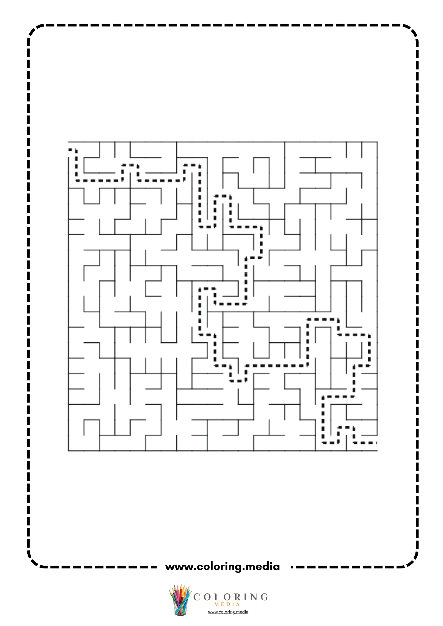 Solved square maze activity page with dashed path page 4