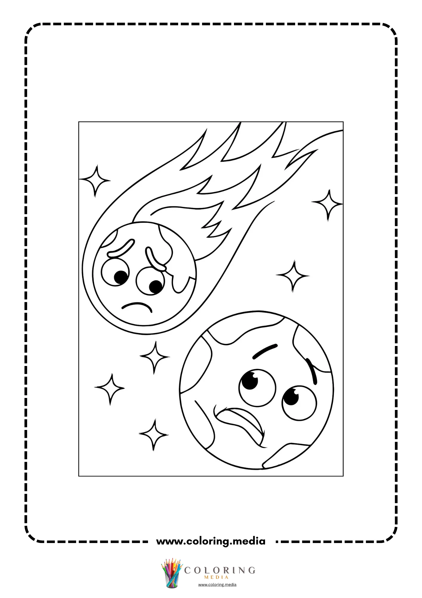 Global warming coloring page with environmental protection message