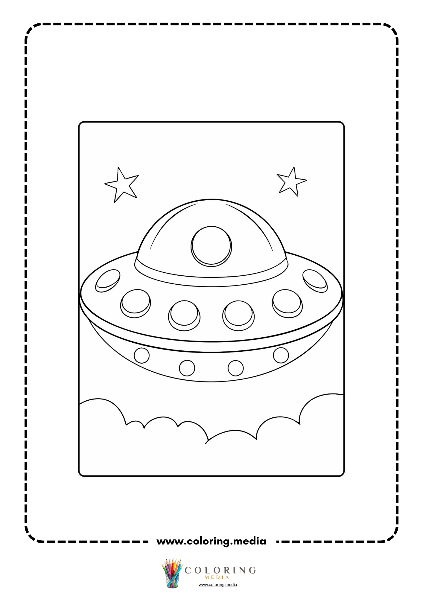 Solar system coloring page with planets orbiting in space