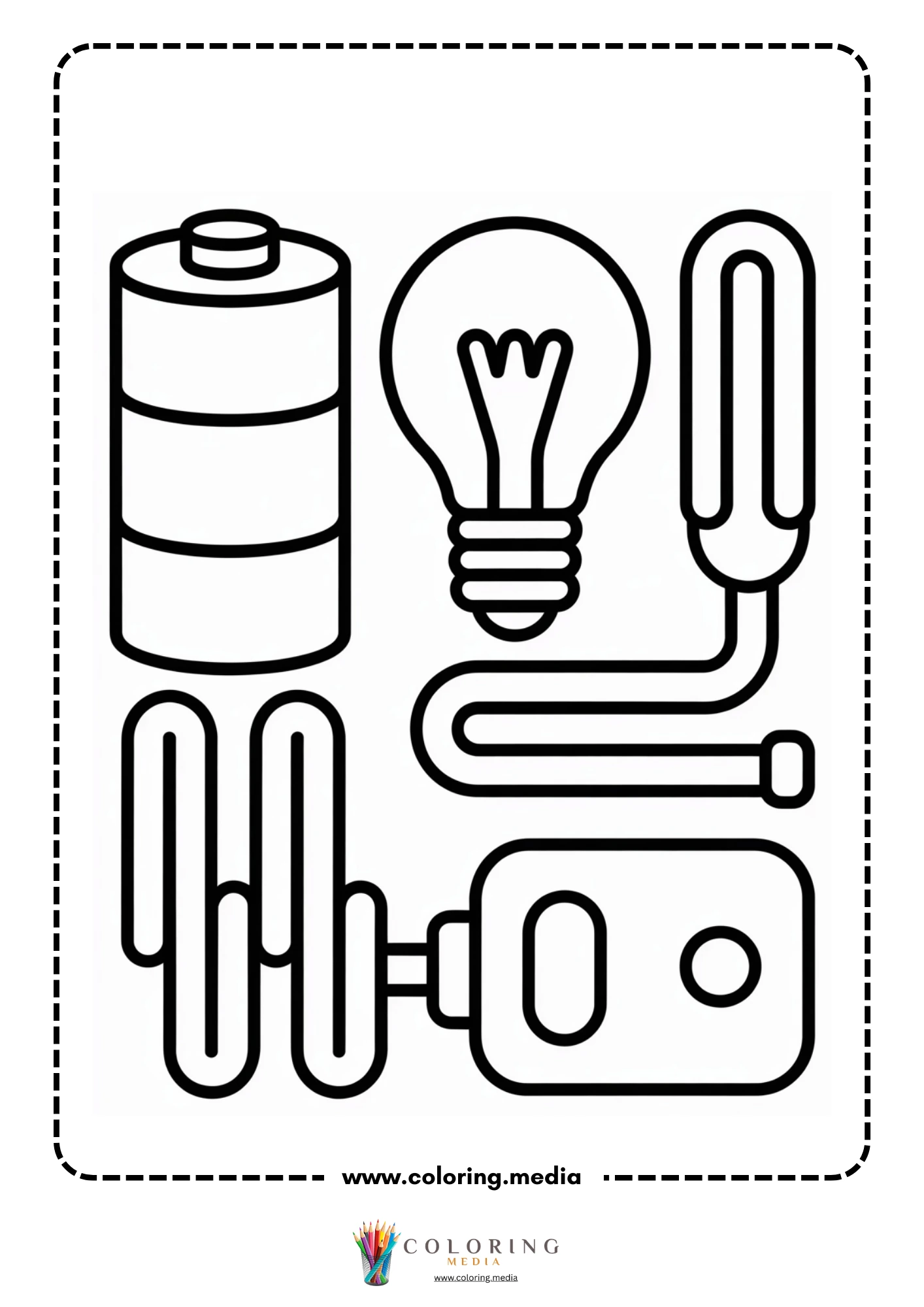Electronic coloring page with simple circuit component