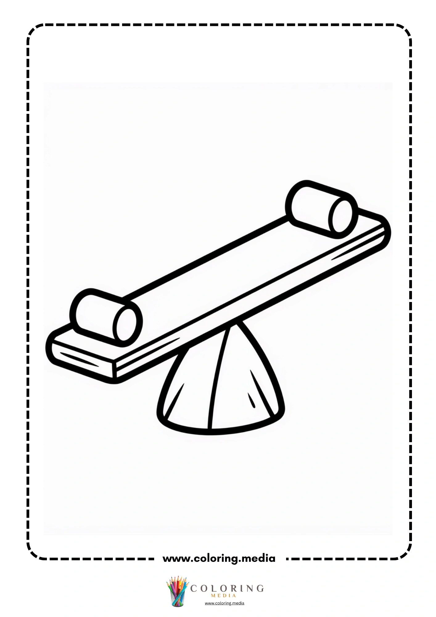 Simple machines coloring page with pulley and hanging bucket