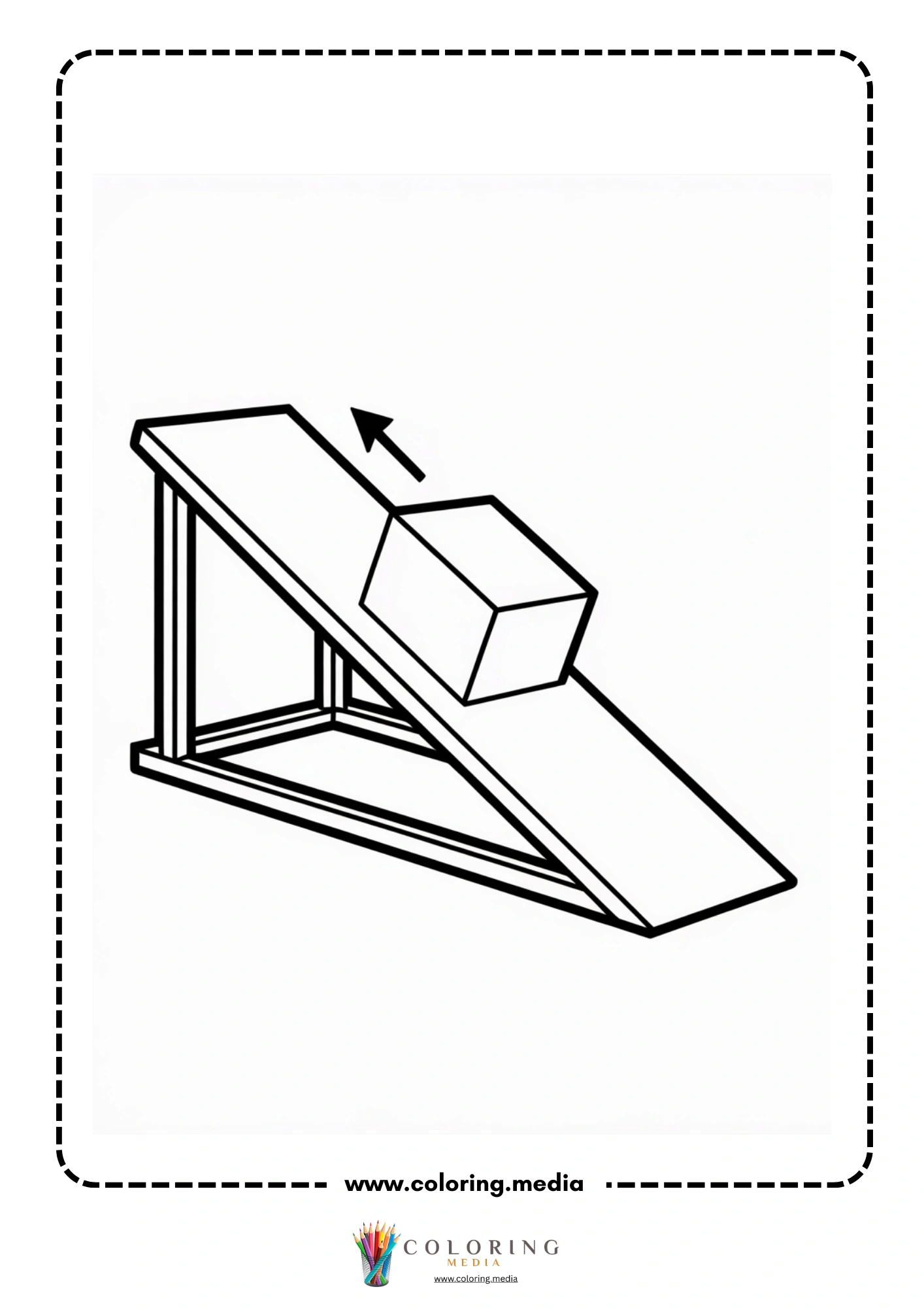 Simple machines coloring page with inclined plane ramp